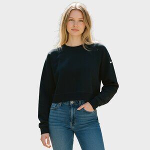 Nike Dri Fit Sweater Womens Small Black Embossed Just Do It Crewneck Pullover